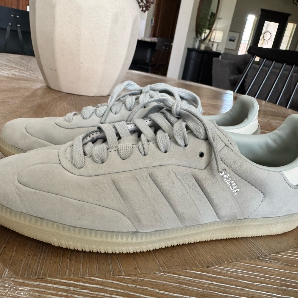 Adidas Light Gray Suede Trainers